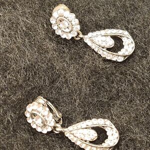 Chic Rhinestone and Silver Teardrop Earrings